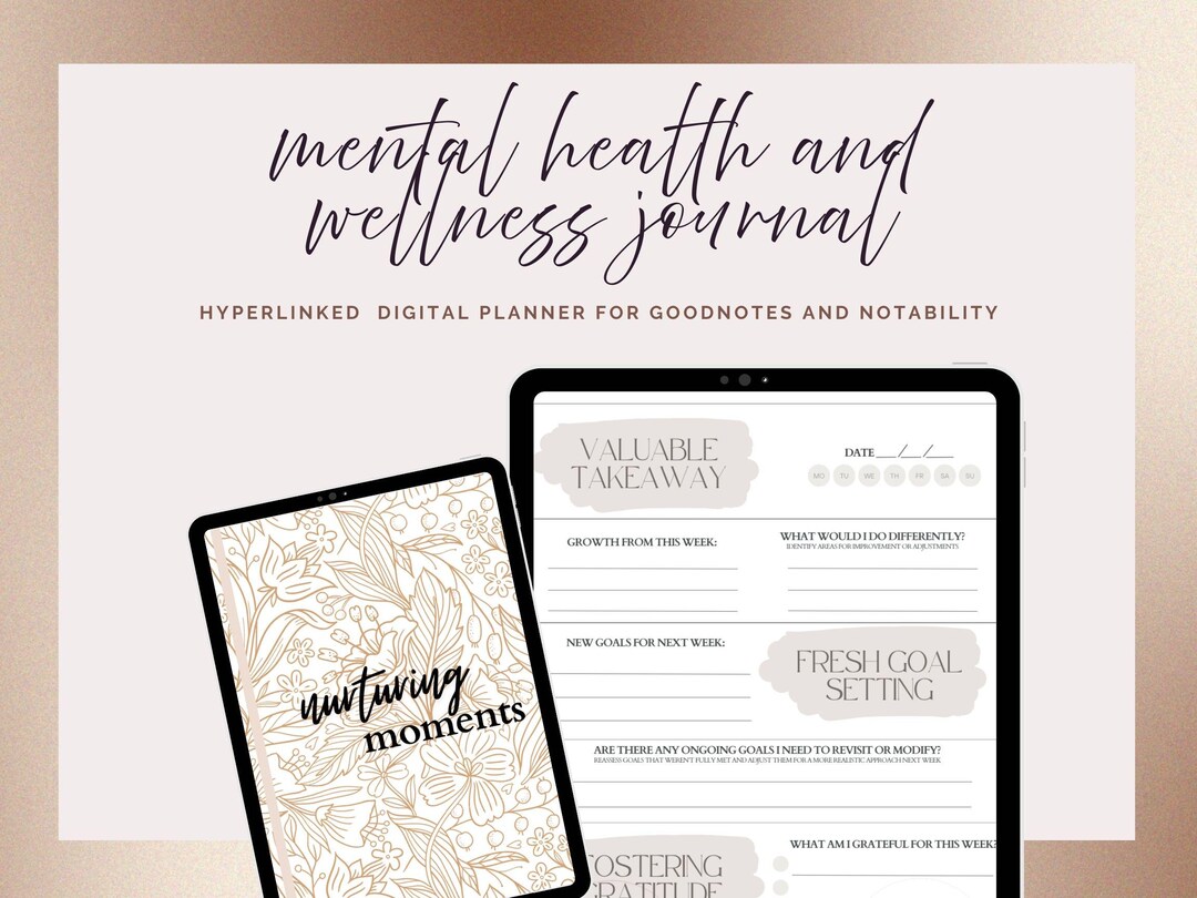 Mental Health Digital Journal | Self Care & Wellness Planner | Daily