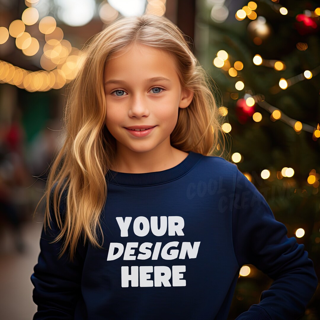 Gildan 18000B Sweatshirt Style Kids NAVY BLUE Crewneck Sweatshirt