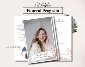 Stillborn Baby Funeral Program Template Editable in Canva, Baby ...