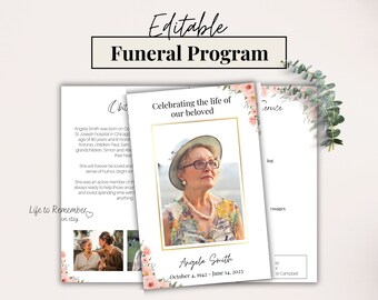 Stillborn Baby Funeral Program Template Editable in Canva, Baby ...