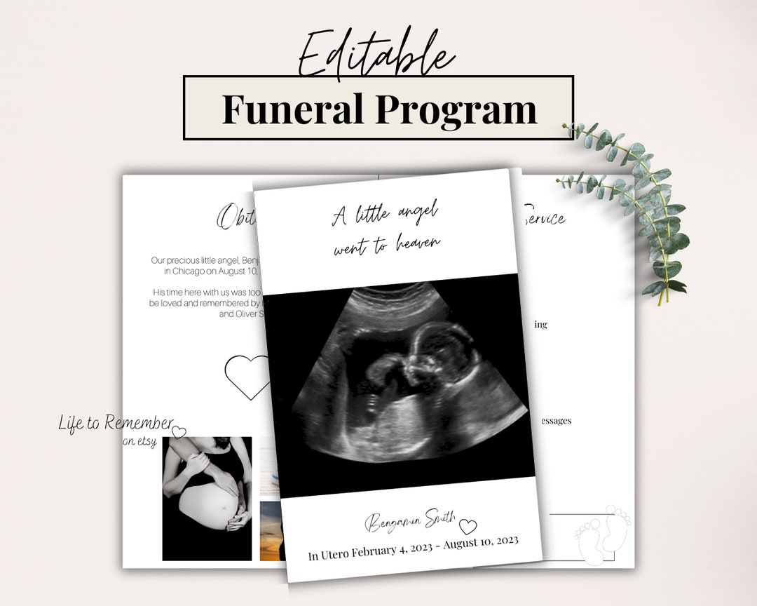 Stillborn Baby Funeral Program Template Editable in Canva, Baby