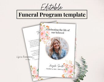 Stillborn Baby Funeral Program Template Editable in Canva, Baby ...