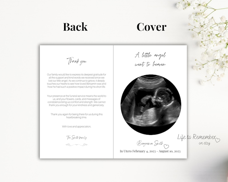 Stillborn Baby Funeral Program Template Editable in Canva, Baby