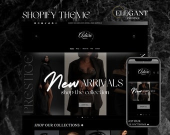 Dark Luxury Shopify Theme | Black & White Shopify Website Template | Dark Fashion Website Template | Ecommerce Website | Elegant Prestige