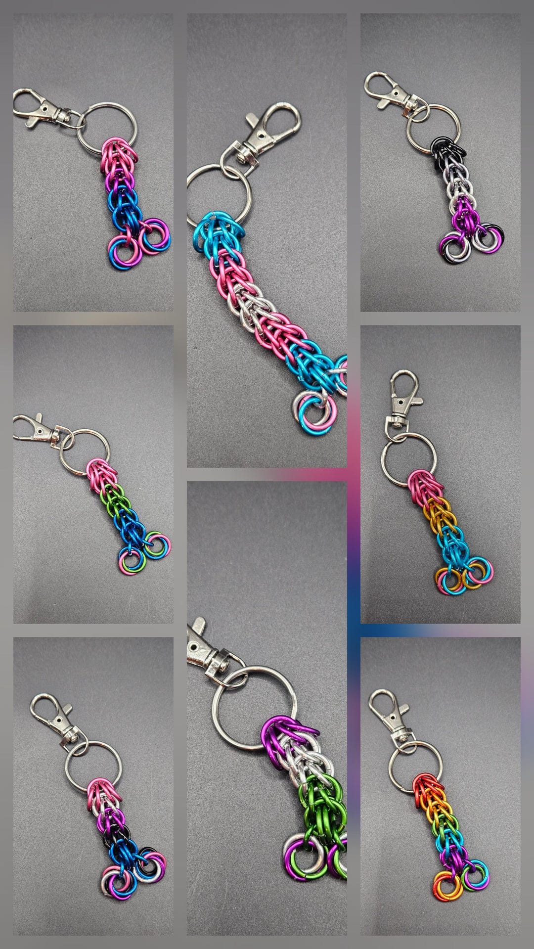 Pride Flag Peen Keychain Bag Charm Lanyard - Chainmail LGBTQIA+ Gender ...