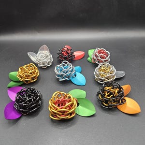 Handcrafted Chainmail Flowers -  Industrial Gift - Medieval Gothic Jewelry