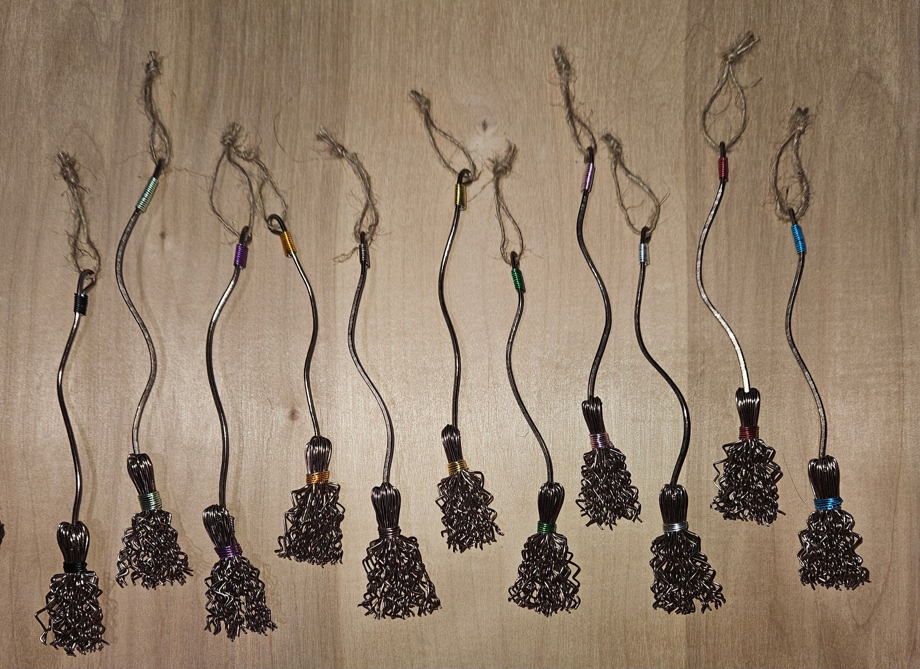 Wire Witches Broom Ornament: Wiccan Altar Besom Pendant