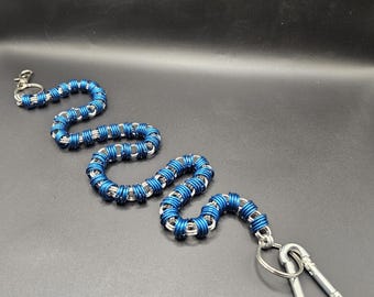 Handgemachte Kettenhemd Geldbörse Kette: Blau und Silber Orbit Weave Biker Gothic Steampunk Punk Stil