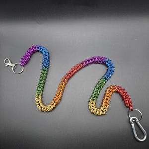Corrente de carteira de cota de malha feita à mão – Corrente de carteira de metal durável e estilosa para LBGTQ, motociclistas, punk, gótico e moda cotidiana