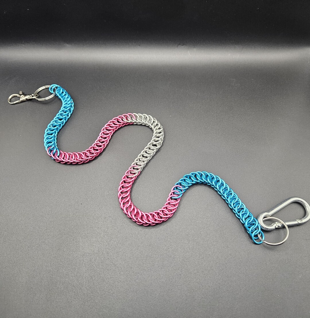 Trans Color Paper Chain Trans Pride Flag Chainmail Wallet Chain – Handmade Aluminum, 24 Inch - Etsy
