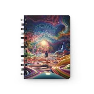 Glossy Laminated "Trippy to Nowhere" Spiral Journal Notebook | 150 Lined Pages | Premium Stationery