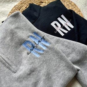 Personalized Nurse Sweater, Custom Quarter Zip, Nurse Sweatshirt Embroidered, Nurse Quarter Zip Pullover, RN Sweater, Respiratory Therapy