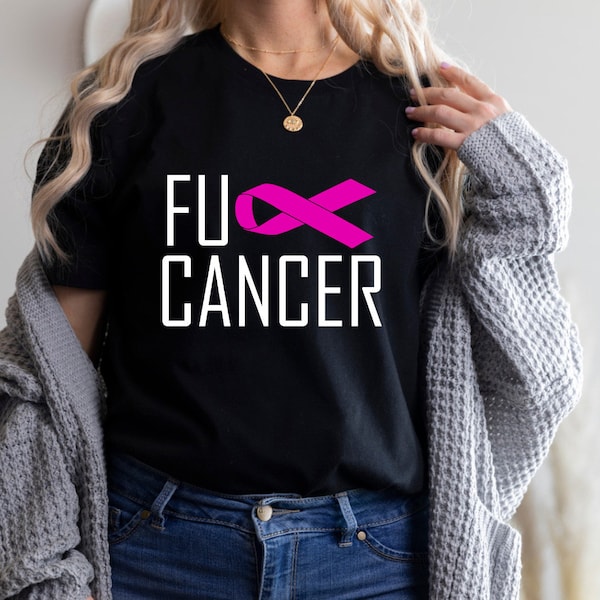 Fuck Cancer Ribbon Shirt, Breast Cancer Awareness Tee, Fuck Cancer Tee, Funny Breast Cancer Tee, Pink Ribbon Tee, Cancer Warrior Tee