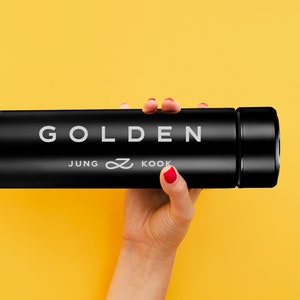 Jungkook Golden Thermos, Bangtan Jungkook Lover Gift, Christmas Gift for Jungkook Fan, Kpop Thermos, Kpop Fan Thermos, Custom Thermos Gift