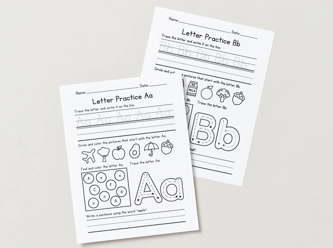 A–Z Letter Practice Worksheets for Kindergarten - Etsy