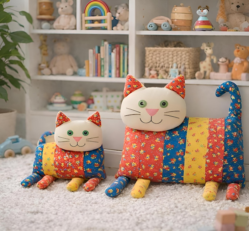 Easy cat pillow sewing pattern in two sizes – Small and Large.
Printable PDF sewing pattern for a soft handmade cat toy or cozy pillow.
Perfect for beginners, nursery decor, kids room, and handmade gifts.
DIY cat pillow pattern with clear instructions and instant download.