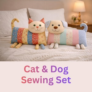 Cat and Dog Pillow Sewing Pattern Set – Beginner-Friendly Cushions (PDF Pattern)