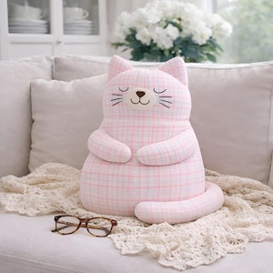 calm plush cat toy, nursery decor stuffed cat, soft baby room toy