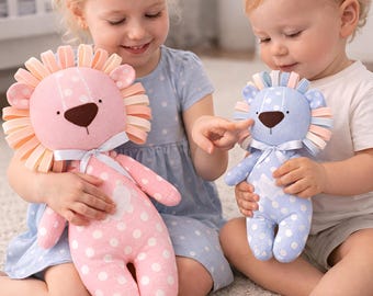 Easy Lion Plush Sewing Pattern PDF for Beginners | 3 Sizes 5 10 20 in | Soft Toy | Baby Shower Gift | Eco Friendly Option