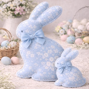 Beginner Easter Bunny Sewing Pattern, Flat Pillow Decor (PDF 2 sizes)