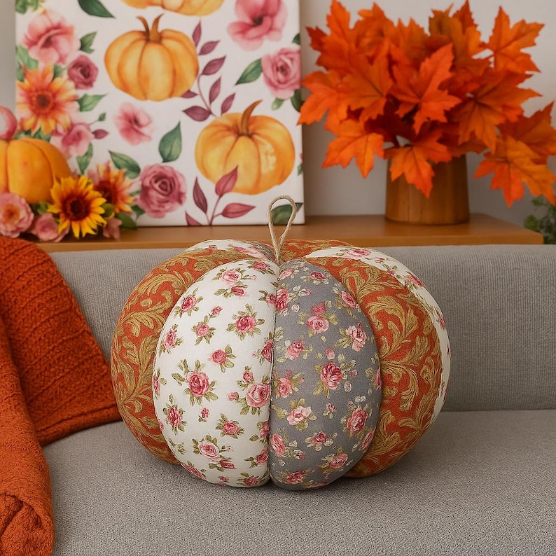 Fabric Pumpkin Sewing Pattern: Patchwork Autumn Decor (PDF Pattern 2 ...