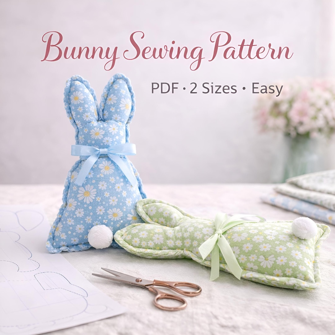 Easy Bunny Pattern PDF, Kids Sewing Project, Plush Toy DIY, 2 Sizes - Etsy