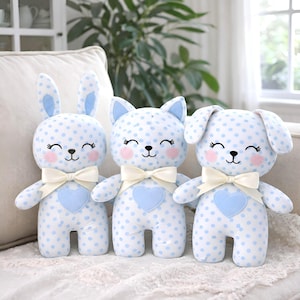 Juego de patrones de costura de peluches para niños, decoración de guardería en PDF, 3 animales