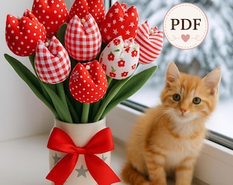 Easy Tulip Sewing Pattern PDF, Beginner Fabric Flower DIY, Simple Bouquet