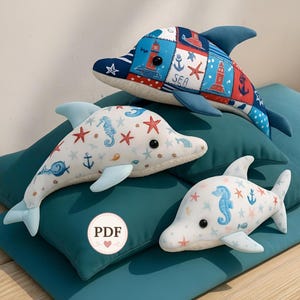 Delfin Schnittmuster PDF: DIY Plüschtier, 3 Grössen, Upcycling Anleitung. Selbstbewusster Anfänger