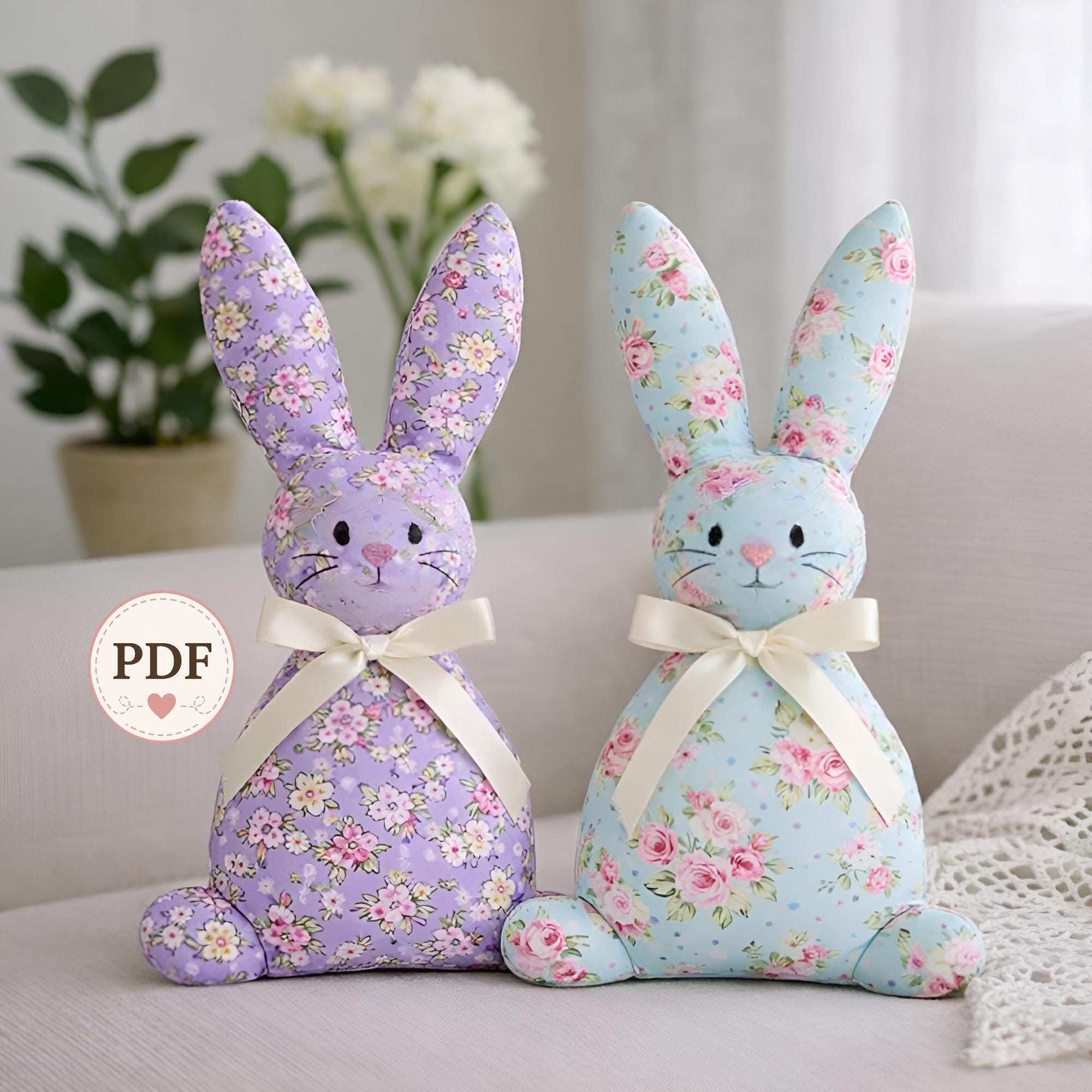 Padded Rabbit Sewing Tutorial Bunny Sewing Pattern PDF: DIY Rabbit Decor, 3 Sizes, Beginners Guide - Etsy