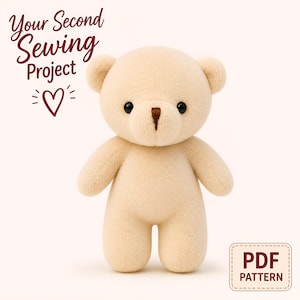 Teddybär-Nähanleitung (PDF), einfaches Plüschtier für Anfänger, Ihr zweites Nähprojekt