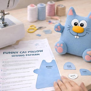 Calm Plush Cat Sewing Pattern, Nursery Toy PDF, Baby Gift