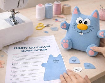 Calm Plush Cat Sewing Pattern, Nursery Toy PDF, Baby Gift