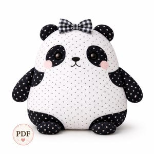 Panda Sewing Pattern PDF, Easy Plush Toy, Beginner Friendly, 2 Sizes