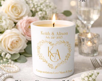 Personalisierte Hochzeit Kerze Geschenk, Sojawachs, Andenken Wohnkultur