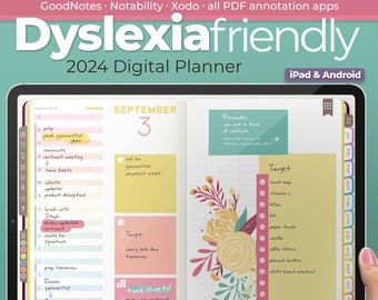 Dyslexia-friendly 2024 Digital Planner, GoodNotes, iPad, Android, Notability, Ultimate Planner, ADHD, Academic, Digital Calendar & Trackers