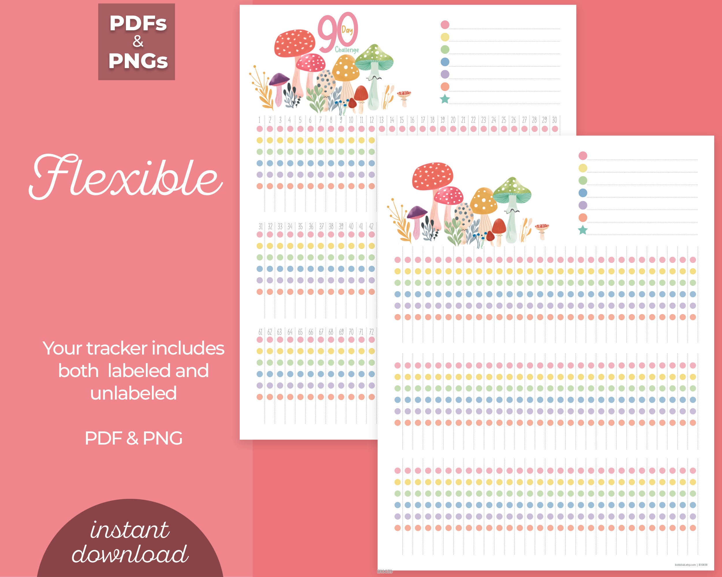 90 Day Challenge Tracker | Printable Digital Planner Insert Fairycore ...