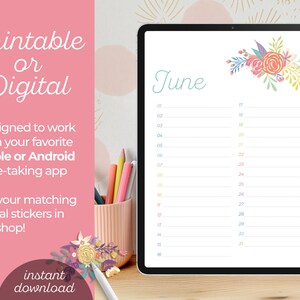 Perpetual Calendar | Print & Digital SVG Planner Template Colorful ...