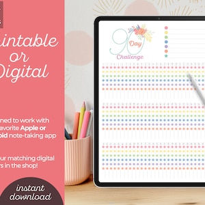 90 Day Challenge Tracker | Printable Digital Download Insert Colorful ...