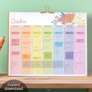 Tijdblokkeringsplanner, dagelijks wekelijks takenlijstschema, timebox, schattige digitale of SVG-afdrukbare kalender, digitale planner invoegen GoodNotes
