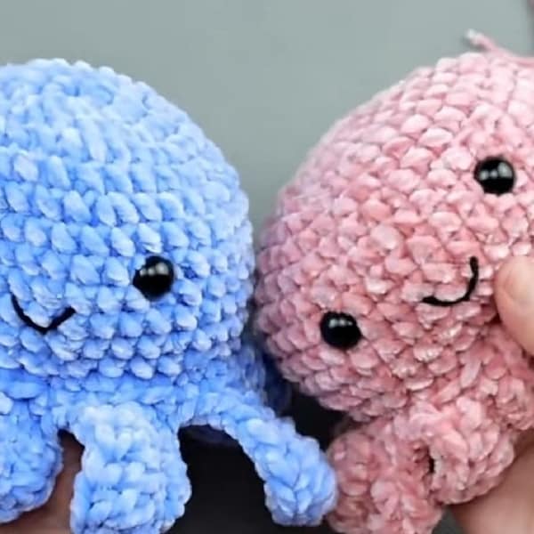 Reversible Octopus crochet pattern--amigurumi crochet pattern--no sew octopus pattern--amigurumi octopus--plush stuffed toy--mini octopus
