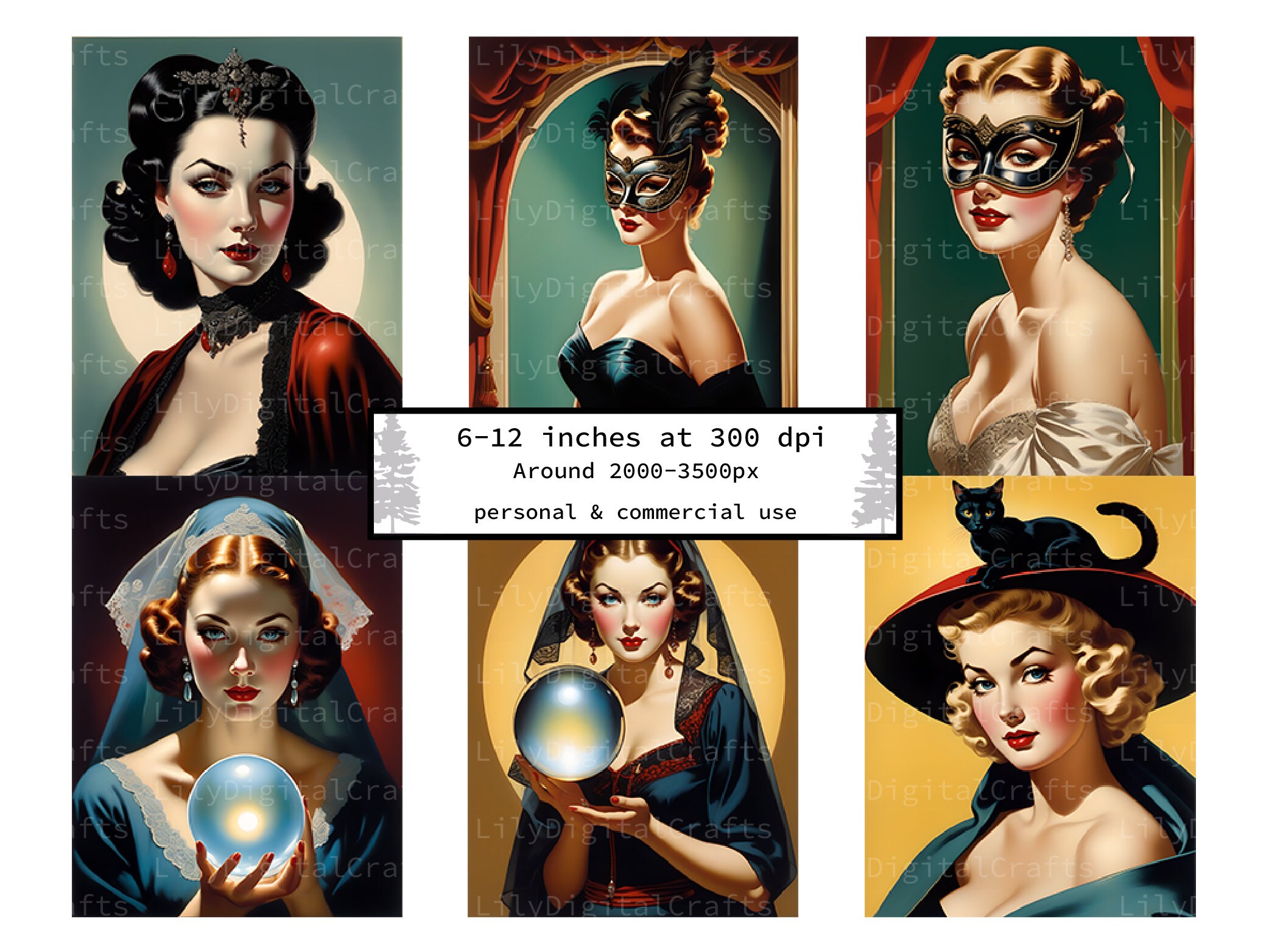 Retro Macabre Clipart Bundle 40 Pack Transparent & Full - Etsy