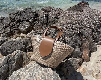 Strozak, stromand, natuurlijke tas, strandtas, handgemaakte tas, zomertas, rieten tas