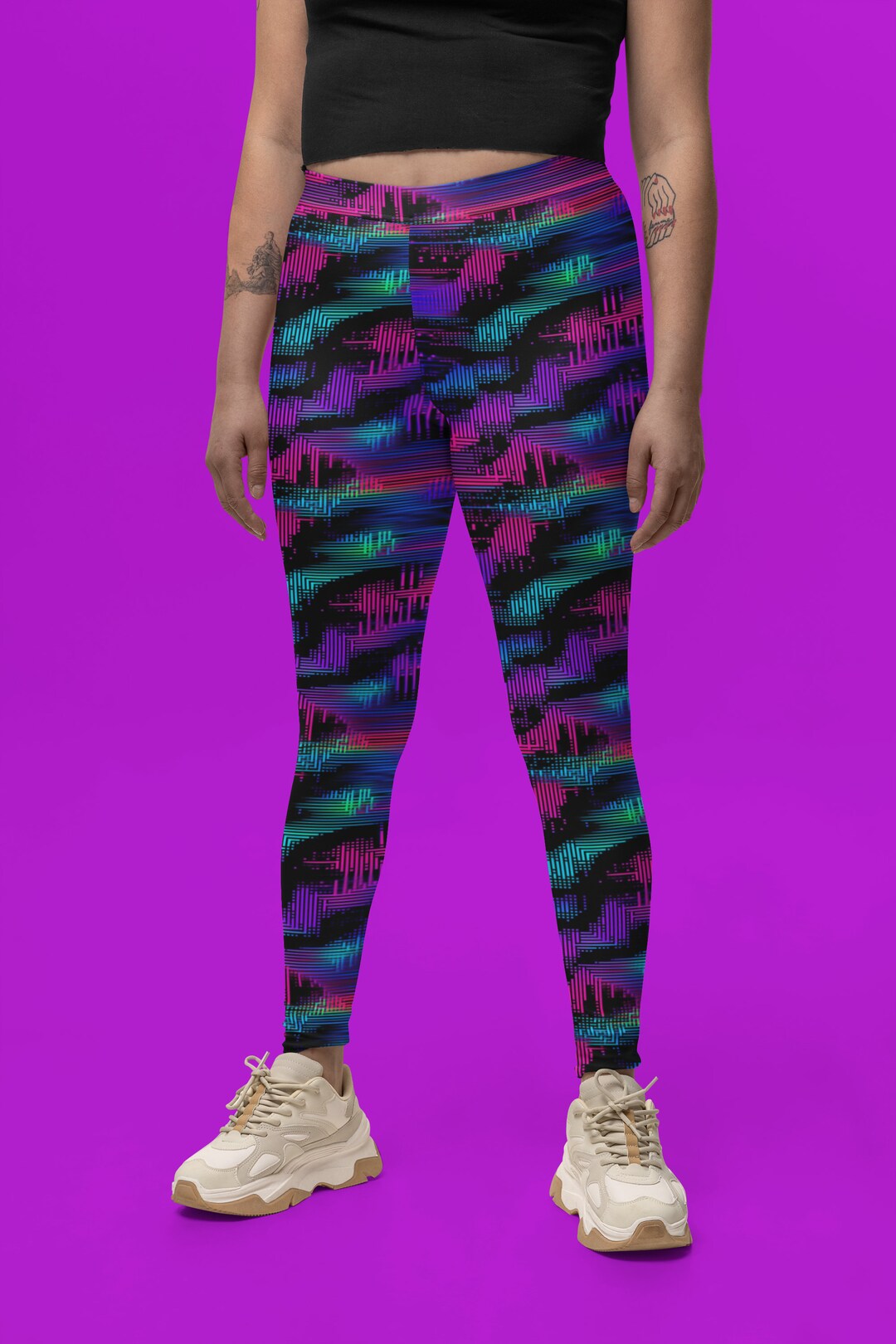 Neon Leggings for Men and Women Bold and Vibrant Neon Purple Etsy
