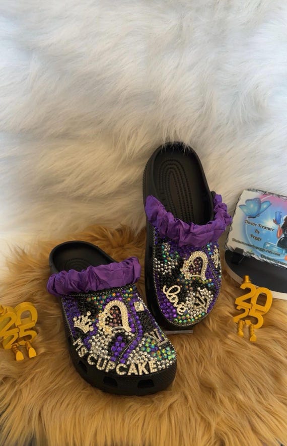 Divine Shades of Purple Sparkle Crocs – Handmade  display picture 1