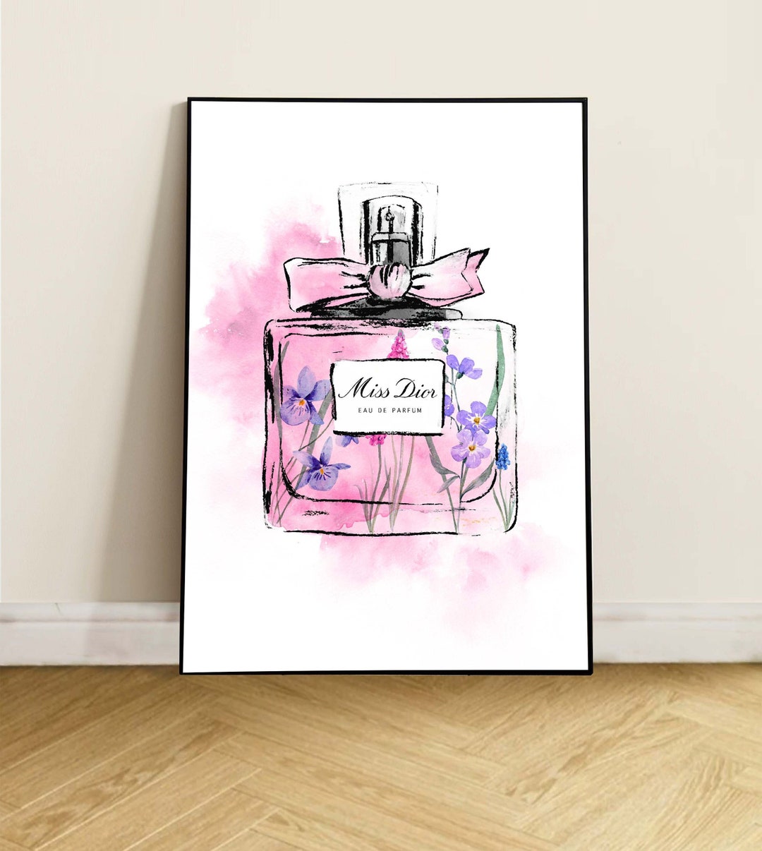 Miss Dior Flower Perfume Bottle Wall Art Bedroom Print Etsy