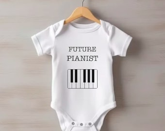 Future Pianist Baby Bodysuit, Music, 100% cotton, Custom design, Instrument Onesie®, Pregnancy Announcement, Birth Reveal, Baby Shower