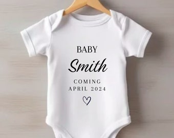 Custom Pregnancy Announcement Onesie®, Personalized Baby Reveal Bodysuit