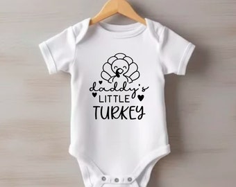 Thanksgiving bodysuit, Daddy's Little Turkey Onesie®, Short Sleeve, Thanksgiving Baby Gift, Thanksgiving Onesie®, Customized Onesie®