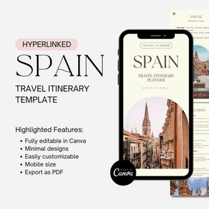 Digital Travel Itinerary & Vacation Planner Template - Minimalist Editable Trip Planner - Instant Download